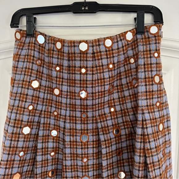 WALES BONNER
Sitar Plaid Mirror-Embellished Pleated Skirt - Picture 4 of 10